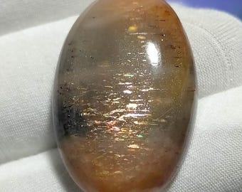 AAA Lattice Sunstone Cabochon | Natural Australian Gemstone | Unique Patterned Sunstone Crystal 35 Cts (29x19x7mm)