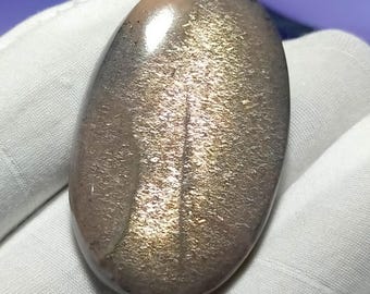 AAA Lattice Sunstone Cabochon | Natural Australian Gemstone | Unique Patterned Sunstone Crystal 66 Cts (42x26x7mm)