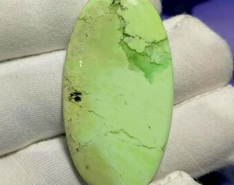 Lemon Chrysoprase Cabochon: Natural Gemstone for Jewelry (51 Cts, 44x22x5mm)
