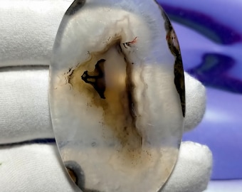 Natuurlijke Montana-agaatcabochon | Unieke edelsteen met patroon (58 x 35 x 4 mm)