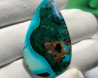 Malaquita crisocola en forma de pera: piedra preciosa natural (43 x 25 x 5 mm, 48 cts)
