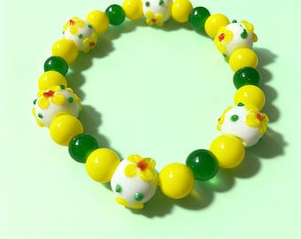 Pulseira de vidro soprado colorido, joia artesanal inspirada no verão, acessório exclusivo com miçangas.