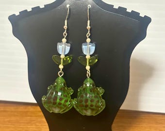 Floral Toad Dangle Earrings