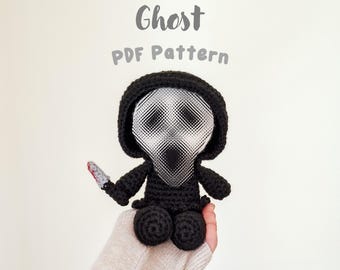 Gruseliger Slasher mit Messer - PDF Häkelanleitung | grusel, halloween, gespenst, schrei, messer, amigurumi, plüsch, niedlich