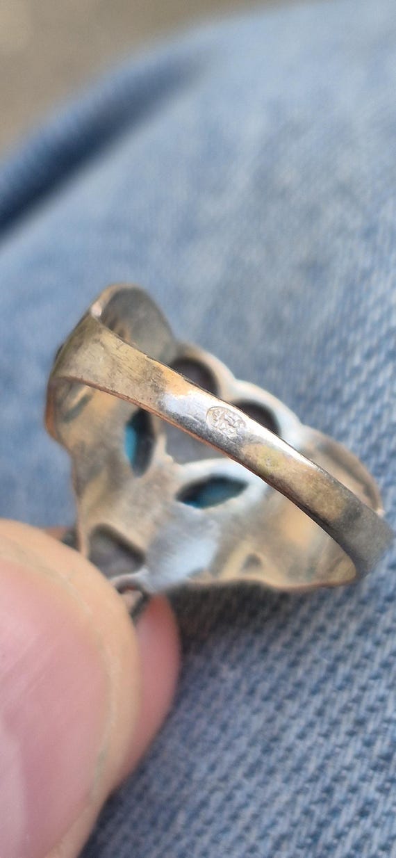 Antique Elephant Ring Solid Silver 925 Turquoise … - image 2