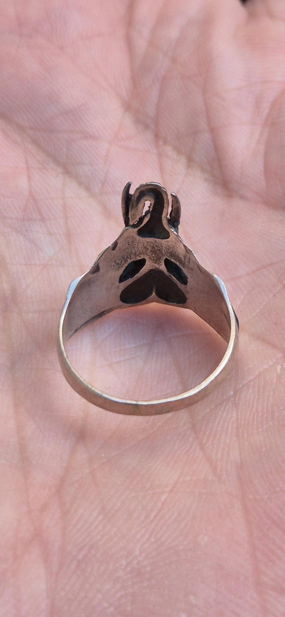 Antique Elephant Ring Solid Silver 925 Turquoise … - image 5