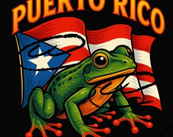 Puerto Rico Coquí Frog PNG: Boricua Pride Flag Design (Digital Download)
