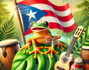 Puerto Rico Coquí Frog PNG: Boricua Pride Sublimation Design (Digital Download)