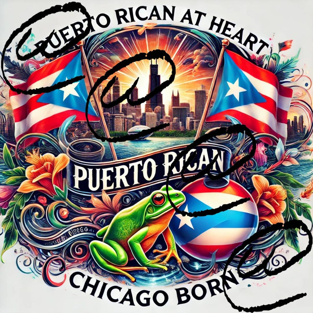 Puerto Rican Chicago Pride Art: Coqui Frog Flags (digital Download
