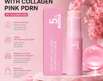 PDRN Pink Collagen Volume Multi Balm | Hydraterende gezichtsbalsemstick | Koreaanse huidverzorgingsbalsem voor een stralende huid | Verstevigend en hydraterend