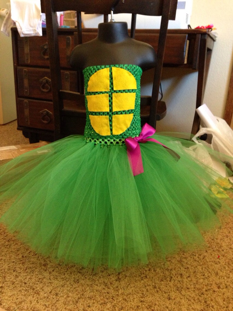girl ninja turtle costume Halloween ideas size newborn to 5t Teenage Mutant Ninja Turtles inspired Donatello tutu dress