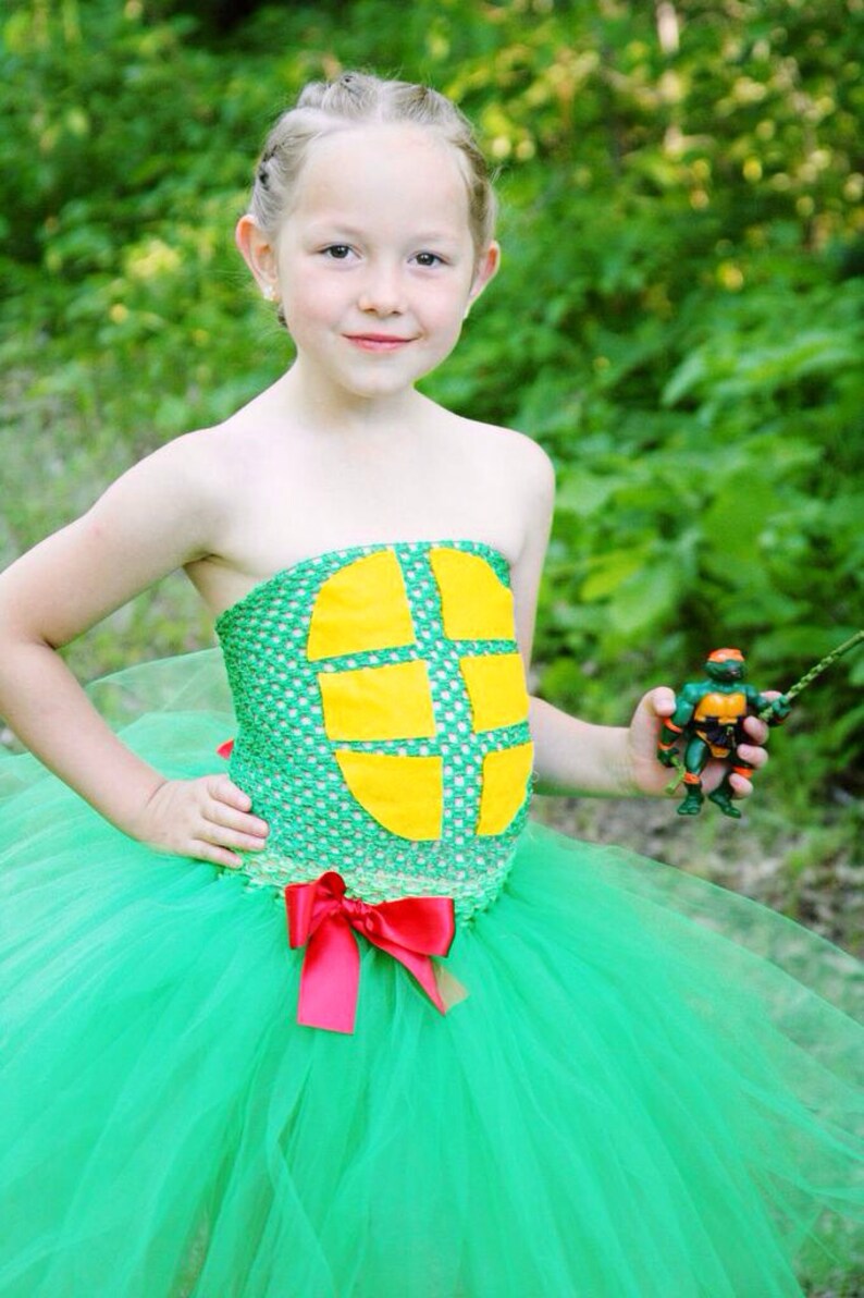 girl ninja turtle costume Halloween ideas size newborn to 5t Teenage Mutant Ninja Turtles inspired Donatello tutu dress