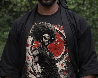 Afro Samurai Warrior T-Shirt | Japanese Ink Art | Streetwear Tee