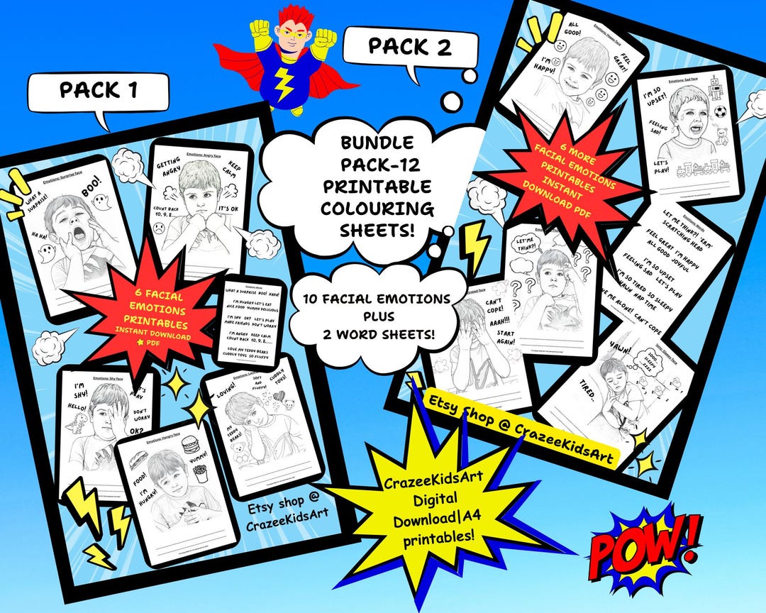 Emotions Activity Worksheets: Printable Coloring Pages for Kids (PDF ...
