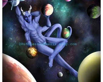 Androgynous Space God-Like Being concept Art Print Poster
