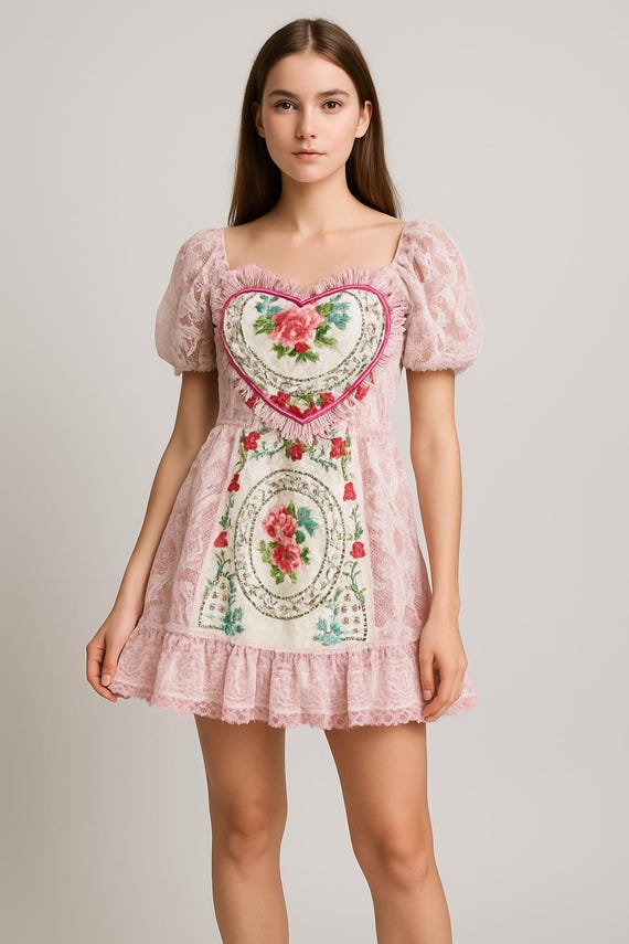 Rose Heart Vintage Lace Dress