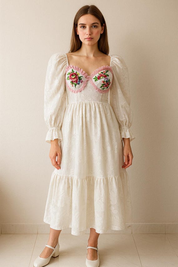chinese dress ladies I've Got Sunshine Puff Sleeve Mini Dress White main image 0