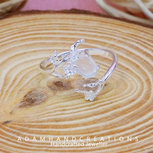 Plum Blossom Flower Ring, S925 Sterling Silver Open Adjustable Ring, Elegant Jewelry, Meaningful Gift, Minimalist Botanical Ring