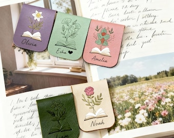 Marcapáginas magnético personalizado con flor de nacimiento: un regalo significativo para amantes de los libros.