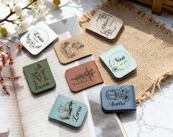 Marcapáginas magnéticos personalizados, marcapáginas de cuero, marcapáginas de biblioteca, regalos personalizados, marcapáginas para mujer, marcapáginas personalizados, regalos de Navidad