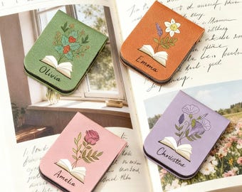 Marcapáginas con nombre personalizado para dama de honor, marcapáginas de cuero, marcapáginas magnético personalizado, regalo de cumpleaños para amantes de los libros, accesorio para libros