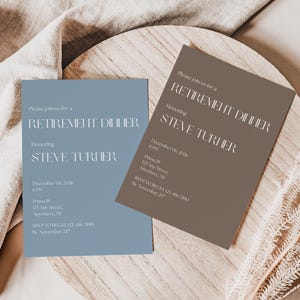 Uitnodiging voor een afscheidsdiner, moderne minimalistische feestuitnodiging, bewerkbare Canva-sjabloon, printbare digitale versie