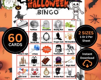 Juego de Bingo de Halloween / 60 Cartones Escalofriantes, Fiesta en el Aula (Descarga Digital)