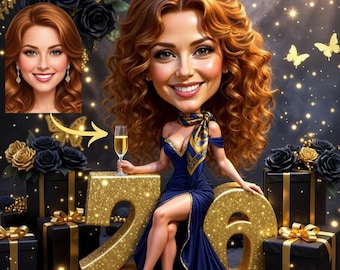 Personalized 20th Birthday Caricature Portrait, Custom Cartoon Gift (Digital Delivery)