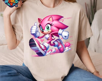 Pink Sonic Hedgehog PNG, Cartoon Sublimation Design (Instant Download
