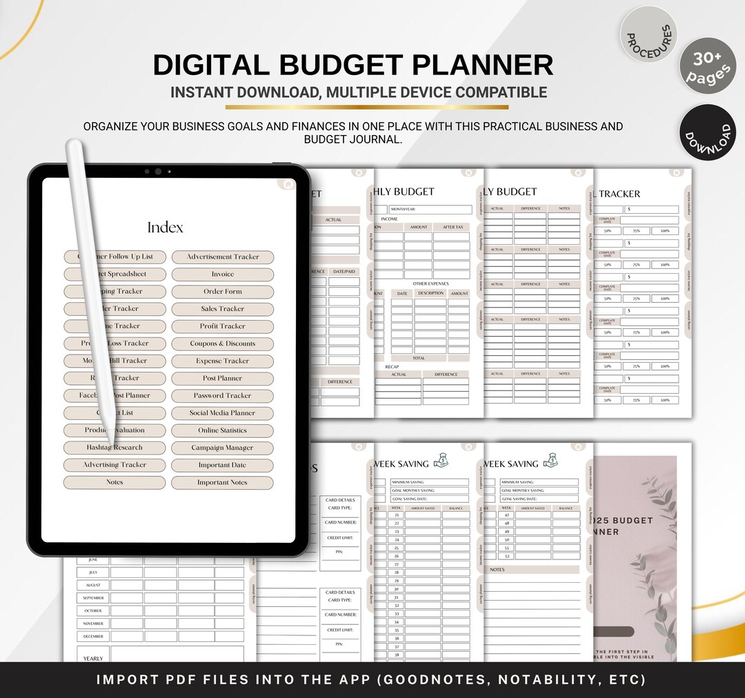 Budget Planner, Printable Finance Organizer, Expense Tracker PDF ...