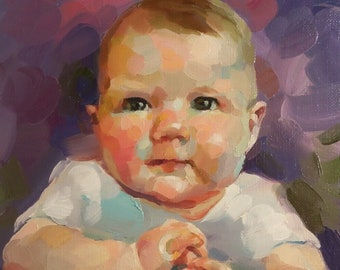 Commission portrait from photo. Original Oil Custom Portrait. Child Portrait. Baby Portrait, made to order. Hand painted. Single portrait.