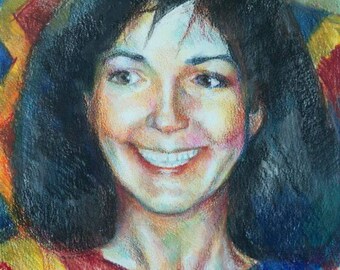 Original oil pastel portrait, hand painted, painted from photo. Single portrait. Custom portrait.