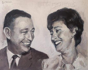 Black and white portrait, Custom Portrait, Original, Hand painted, Made to order, Commission Portrait, Double portrait.