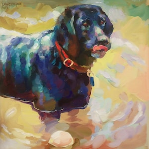Custom pet portrait, original oil portrait of dog. Example of commission portrait, made to order. Hand painted, handmade.