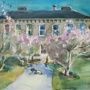 Custom Painting of home. Handpainted house portrait. Original watercolor home painting, Made to order, Handmade from photo, Home portrait