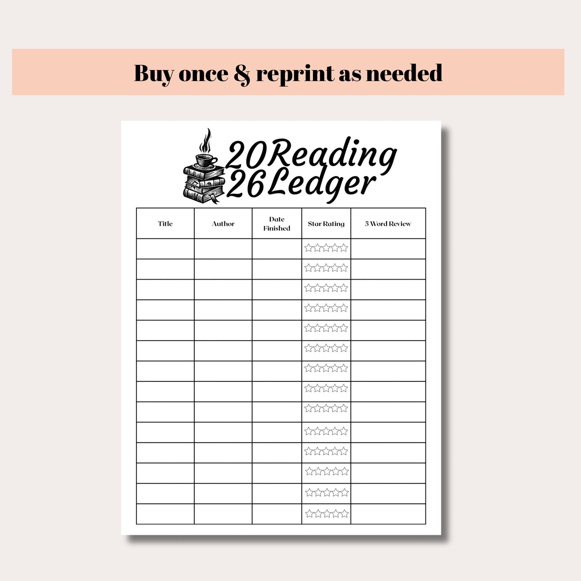 2026 Reading Log | Printable Book Tracker (3 Styles) - Etsy