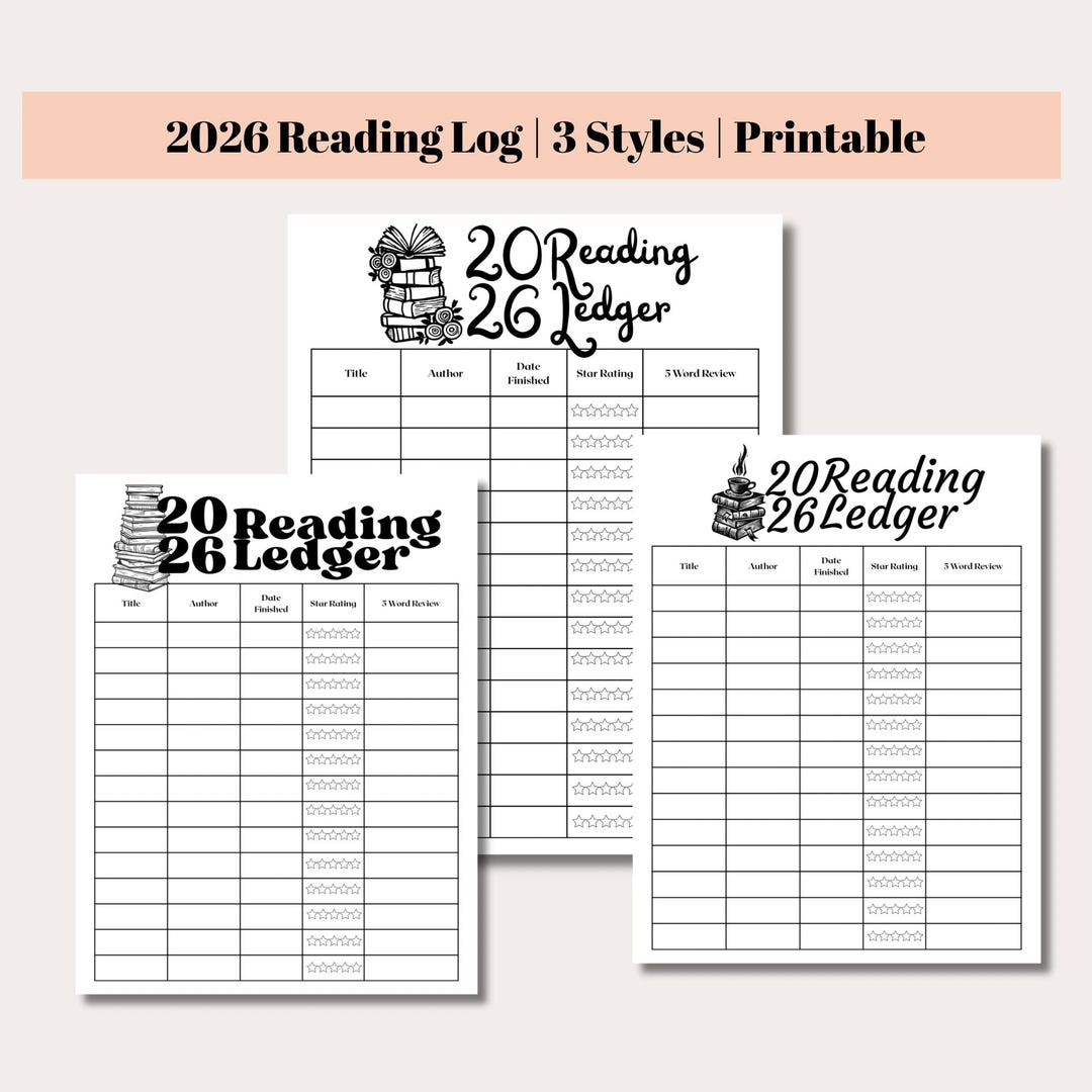 2026 Reading Log | Printable Book Tracker (3 Styles) - Etsy