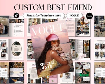 Plantilla personalizada para revista "Friends" - Regalo de Canva estilo Vogue (Producto digital)