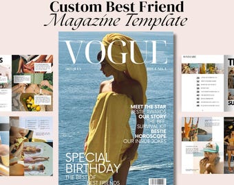 Plantilla Canva personalizada para revista de mejores amigas – Regalo inspirado en Vogue (Descarga digital)