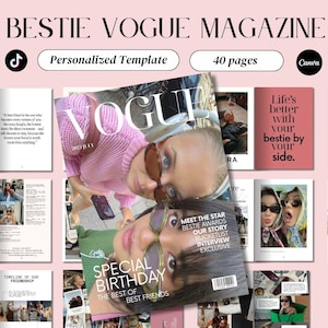 Personalized BFF Magazine Template – 40-Page Canva Editable | Vogue-Style Friendship Birthday Gift | Digital & Printable Keepsake