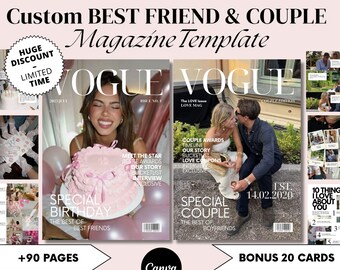 Plantilla de revista personalizada / Regalo para pareja o mejor amiga estilo Vogue (descarga digital)