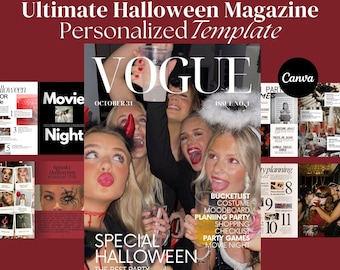 Revista para planificar fiestas de Halloween / Tablero de inspiración para disfraces (Plantilla imprimible de Canva)