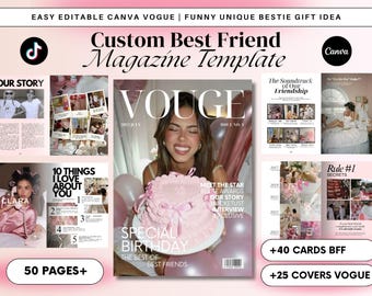 Plantilla de Canva para revista de mejores amigas personalizada: estilo femenino y recuerdos (descarga digital).