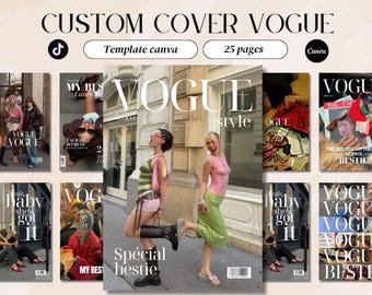 Plantilla de portada de póster de revista Vogue personalizada: portada personalizada para regalo de aniversario Canva