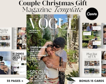 Plantilla Canva personalizada para revista de parejas / Regalo romántico de Navidad (Digital)