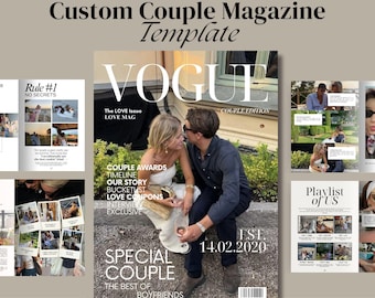 Plantilla de revista personalizada para parejas: Historia de amor editable (Canva)