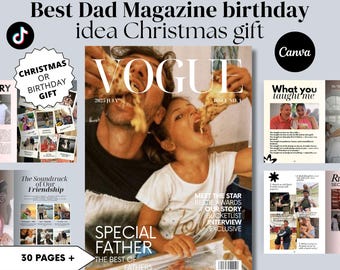 Plantilla de Canva estilo revista Vogue para padres / Regalo personalizado para papá (Descarga digital)