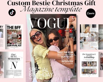 Plantilla personalizada de revista navideña para mejores amigas – Regalo Vogue DIY (Digital)