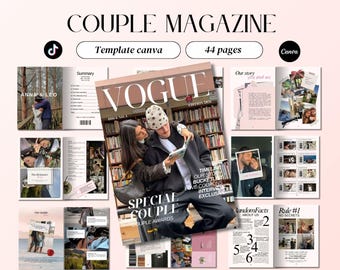 Plantilla personalizada para revista Vogue de pareja, álbum de historias de amor (Canva)