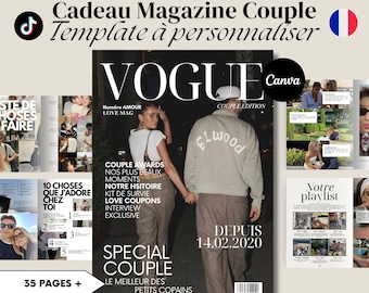 Plantilla de regalo personalizada estilo revista Vogue / Plantilla para parejas románticas (Descarga digital)